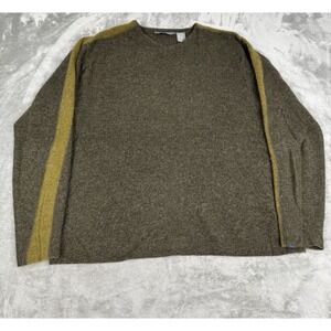 Vintage Y2K Quiksilver 100% Wool Sweater Mens Large L Army Green Striped V-Neck